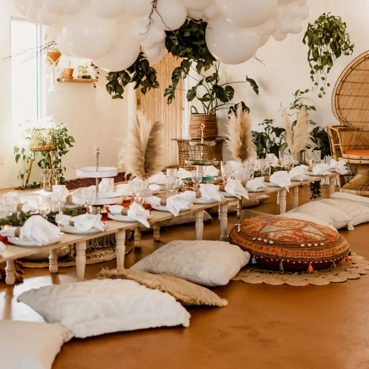 Chic and unique DIY space for micro weddings, baby or bridal showers, or corporate events. Affordable booking at The Boho Space Small Event Venue in Phoenix, AZ.